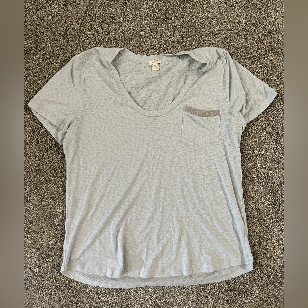 Gray J Crew beaded pocket t shirt